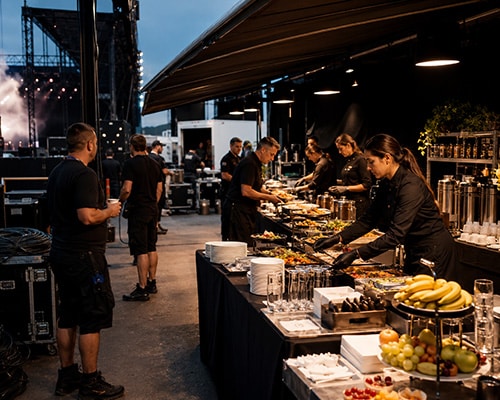 Servicio catering hospitality premium para artistas y giras