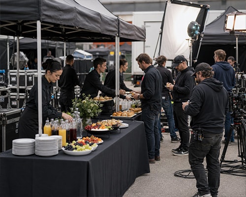Catering hospitality para producciones audiovisuales y equipos técnicos