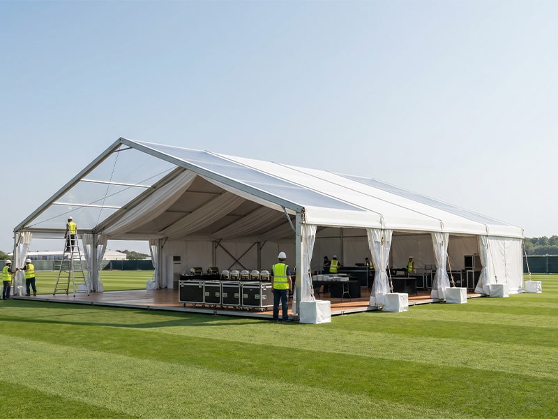 Montaje e instalación de carpas para catering de alta calidad. Máximo Grupo