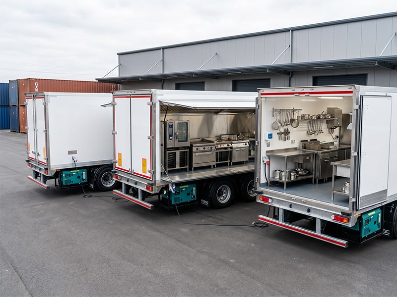 Alquiler de semiremolques de catering con equipación profesional completa. Máximo Grupo