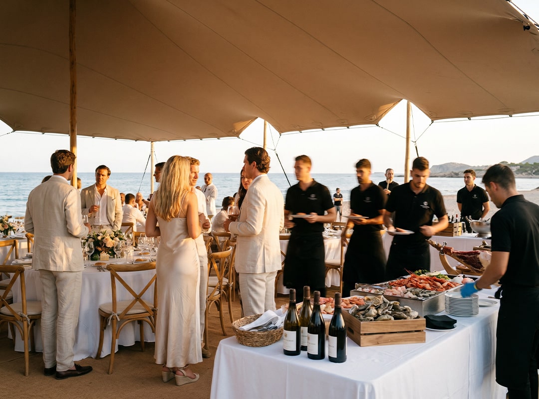 Evento privado con catering organizado por Maximo Grupo en una localización de costa